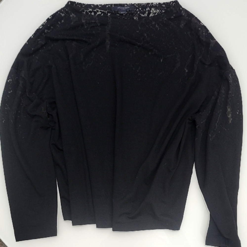 Allsaints Black Snake Burnout Top - Picture 2 of 10